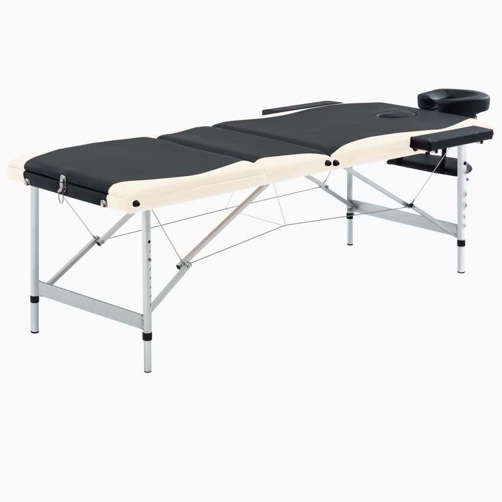 Vidaxl Massage Debel Tableable 3 Zonen Aluminium schwaarz a bige