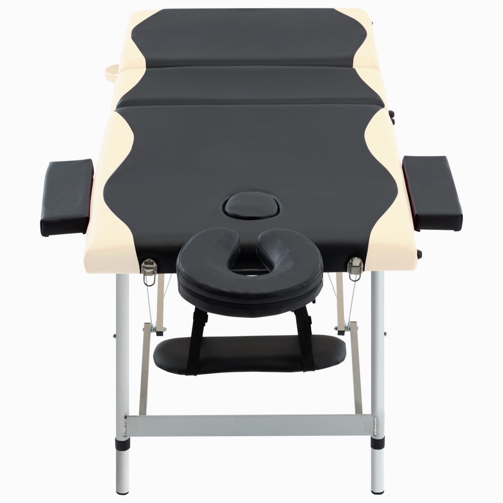 Vidaxl Massage Tabella Colpo 3 zone in alluminio nero e beige