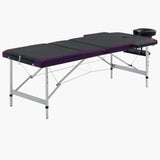 Table de massage vidaxl pliable 3 zones en aluminium noir et violet