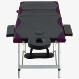 Vidaxl Massage table Collapsible 3 Zones Aluminum Black and Purple