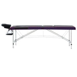 Table de massage vidaxl pliable 3 zones en aluminium noir et violet