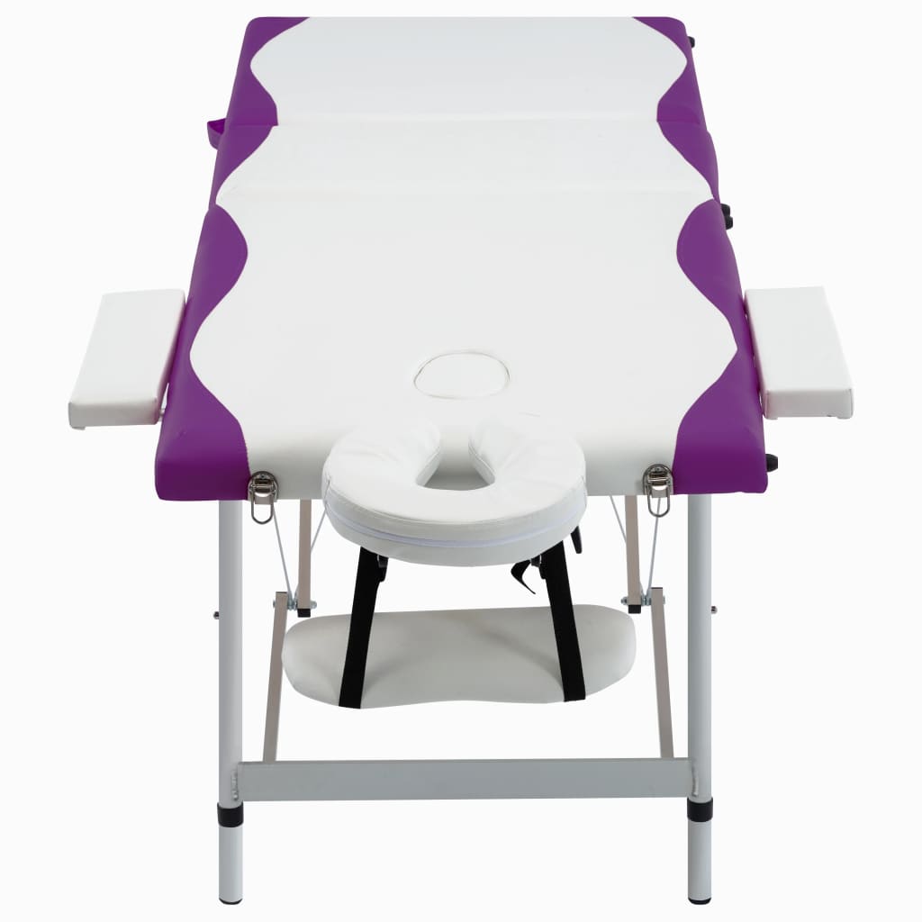 Vidaxl Massage Table TableableBable 3 Zonen Aluminium wäiss a purpur