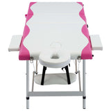 Vidaxl Massage table Collapsible 3 Zones Aluminum White and Pink