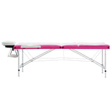 Vidaxl Massage table Collapsible 3 Zones Aluminum White and Pink