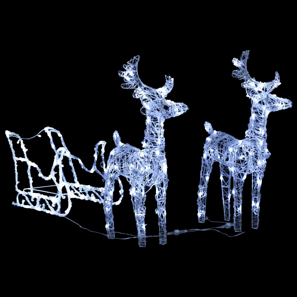 Vidaxl juledekorationer Reindeer og Slee 160 LEDS 130 cm akryl