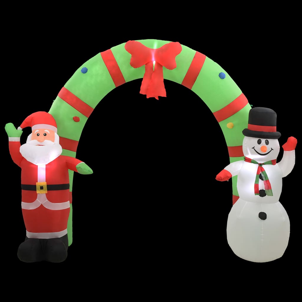 Vidaxl Christmas Arch Santa Claus a Snowman nafukovací LED 223 cm