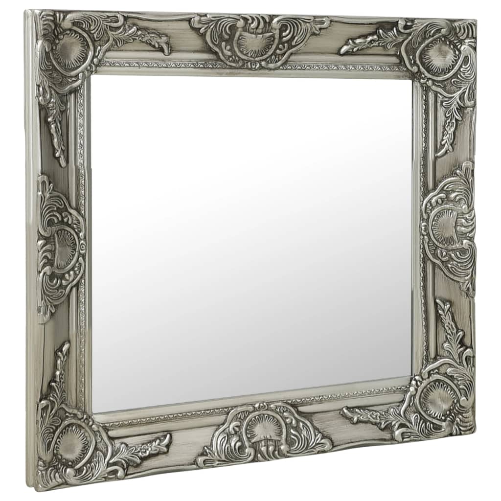 Vidaxl Wall Mirror Baroque Style 60x60 cm srebrno obarvano