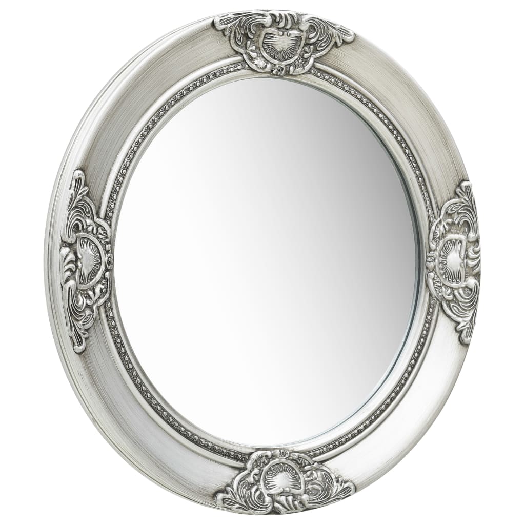 Vidaxl Wall Mirror Baroque stil 50 cm sølvfarvet