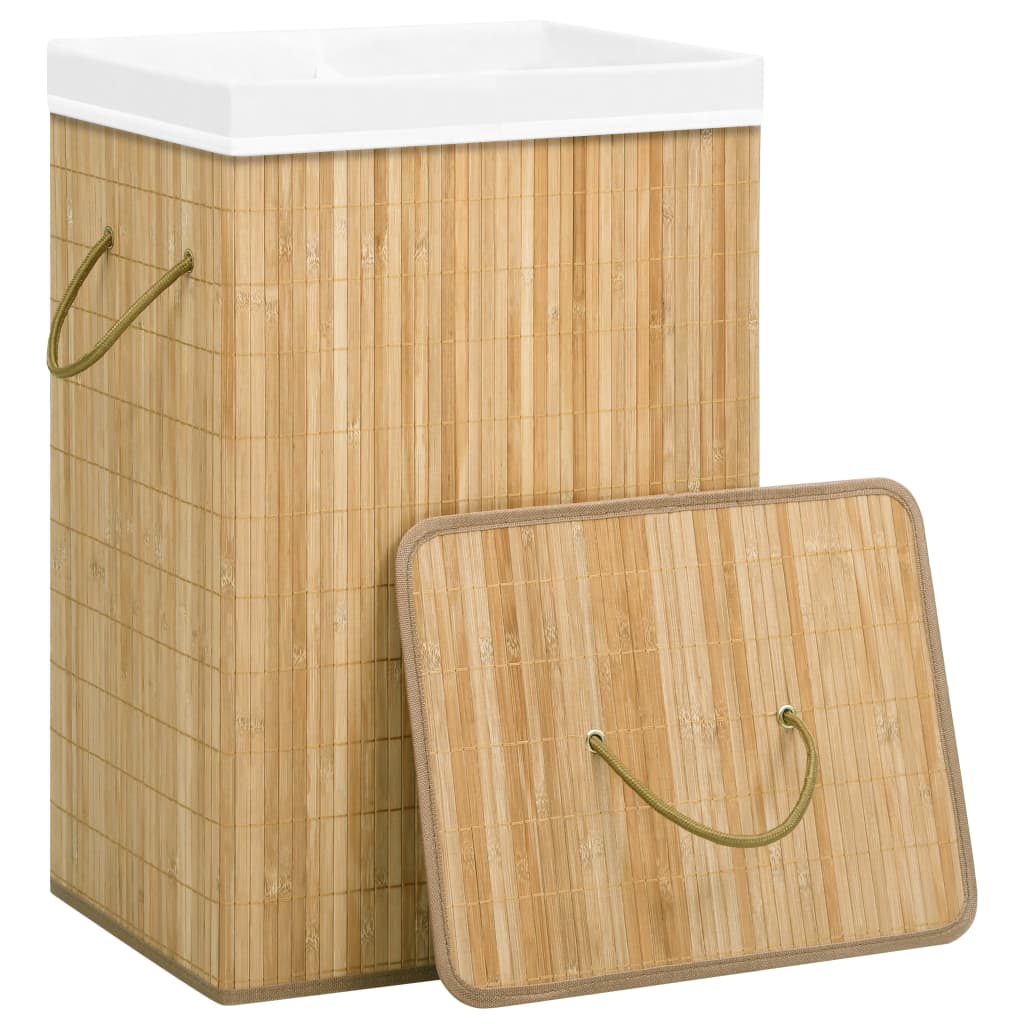 Vidaxl Laundry Basket con 2 scomparti 72 L BAMBOO