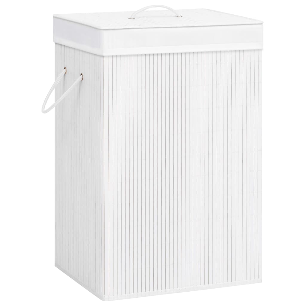 Panier à laverie Vidaxl avec 2 compartiments 72 L Bamboo blanc