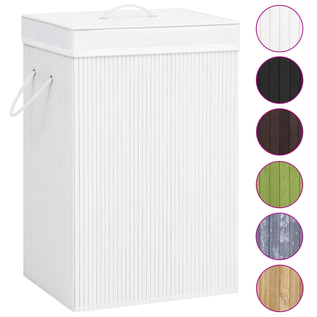 Vidaxl Laundry Basket se 2 kompartmenty 72 L Bamboo White