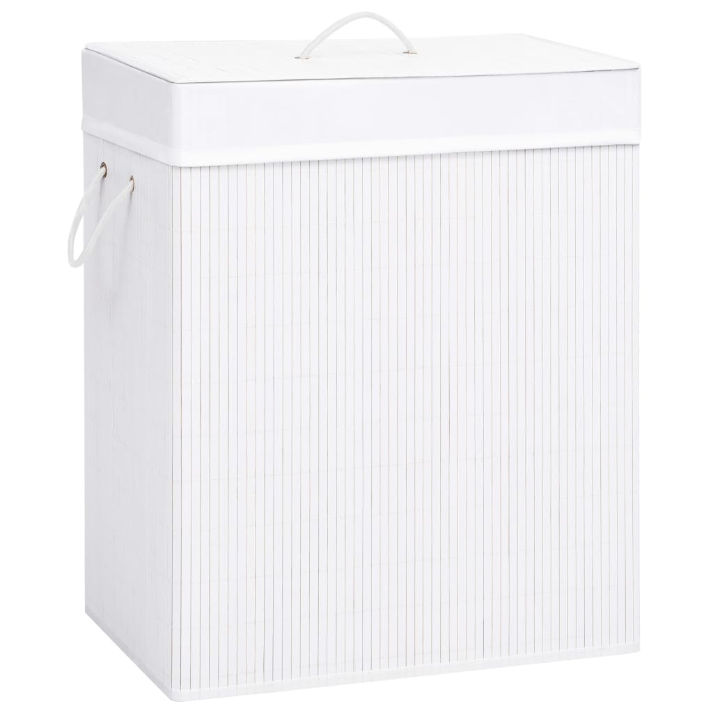 Panier à linge Vidaxl avec 2 compartiments 100 L BAMBO BLANC