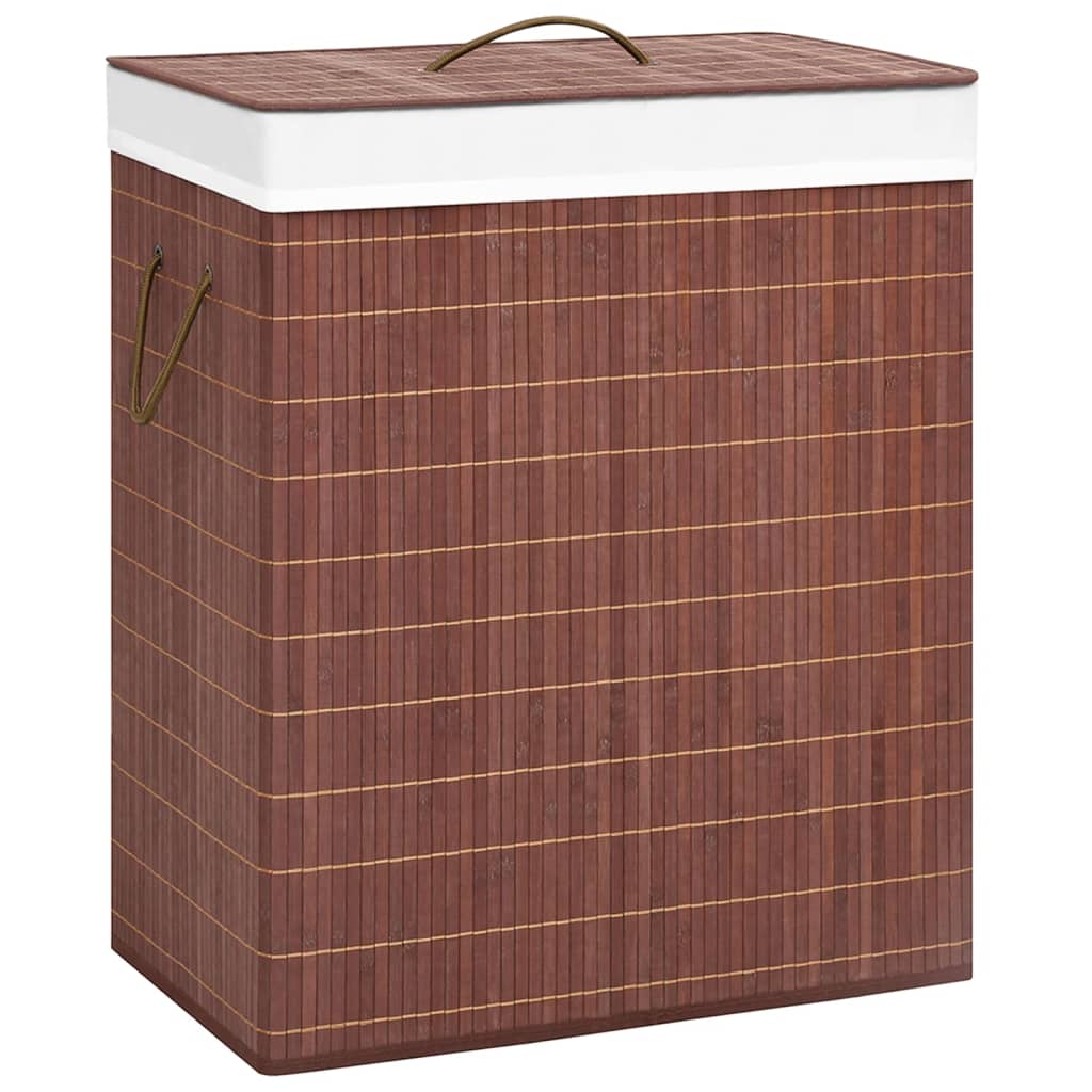 Canasta de lavandería Vidaxl con 2 compartimentos 100 L Bamboo Brown