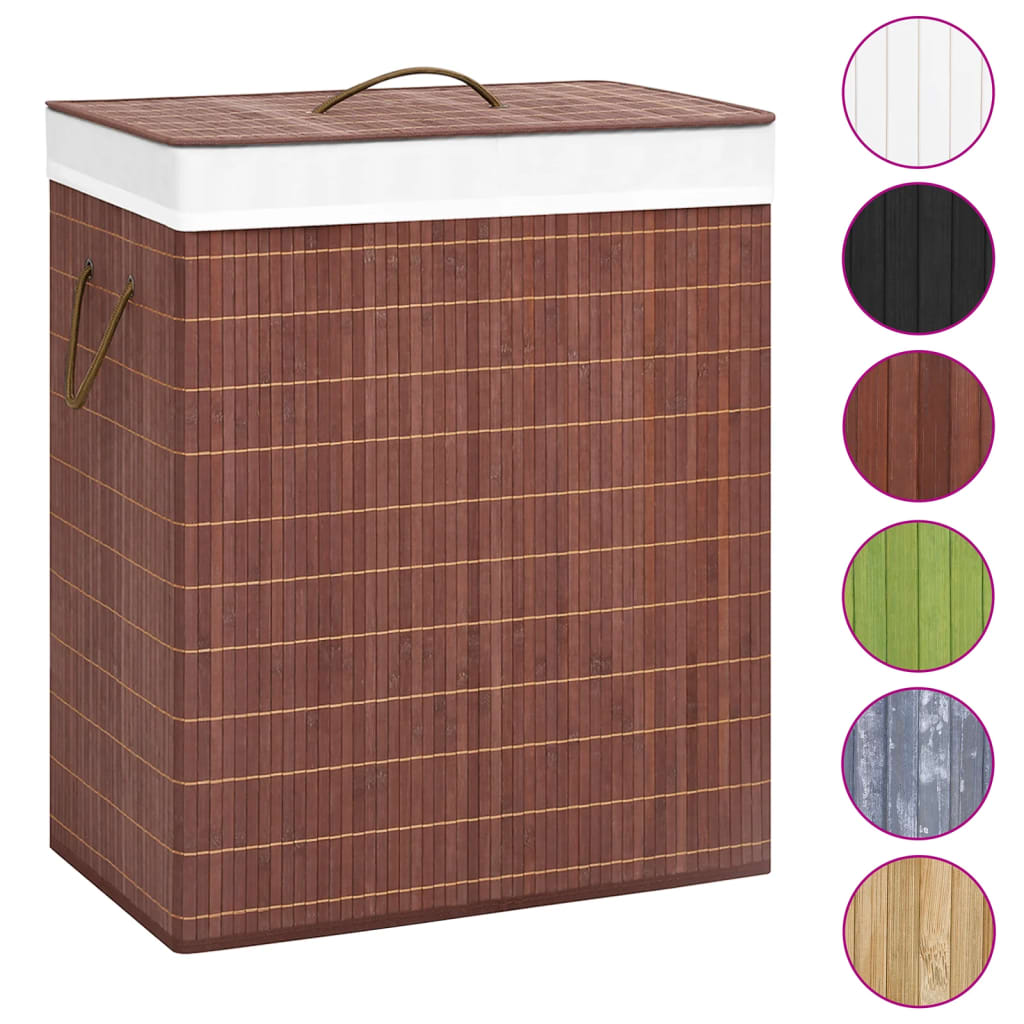 Vidaxl Laundry Basket con 2 compartimenti 100 l BAMBOO marrone