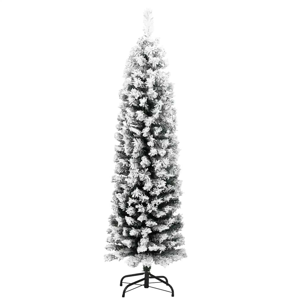 Vidaxl kunstkerstboom met sneeuw smal 150 cm pvc groen