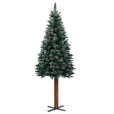 VidaXL Kerstboom met echt hout en sneeuw smal 150 cm groen