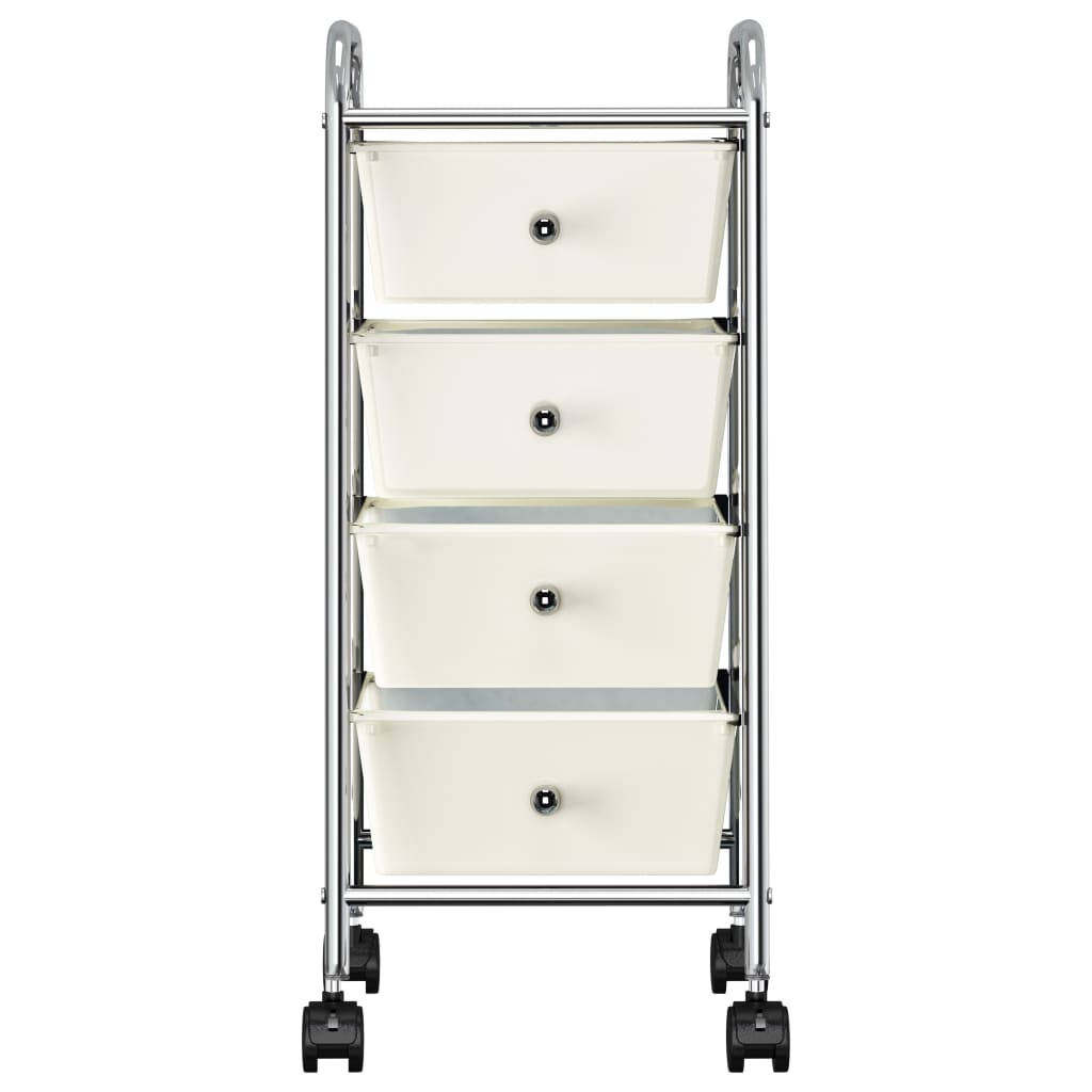 Vidaxl Storage Trolley med 4 skuffer mobil plast hvid