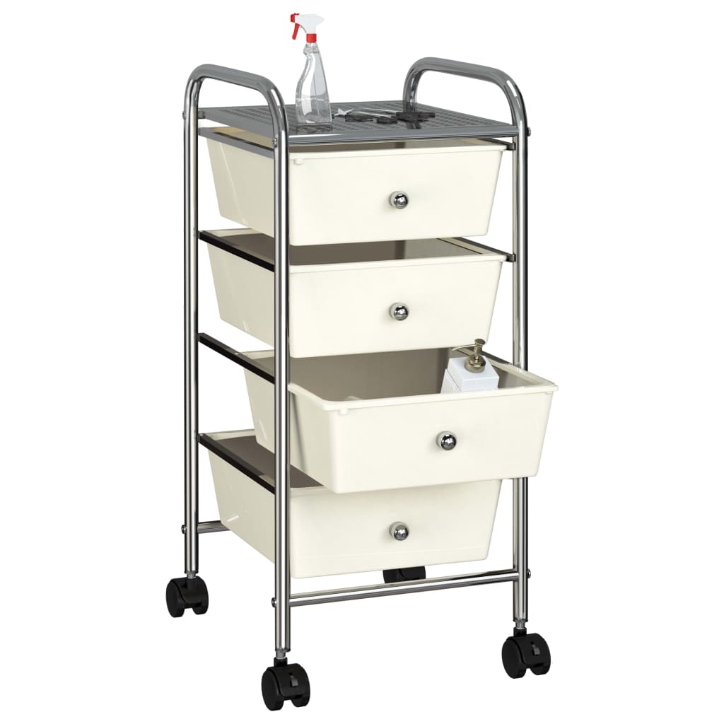 Vidaxl Storage Trolley con 4 cassetti Mobile Plastic White