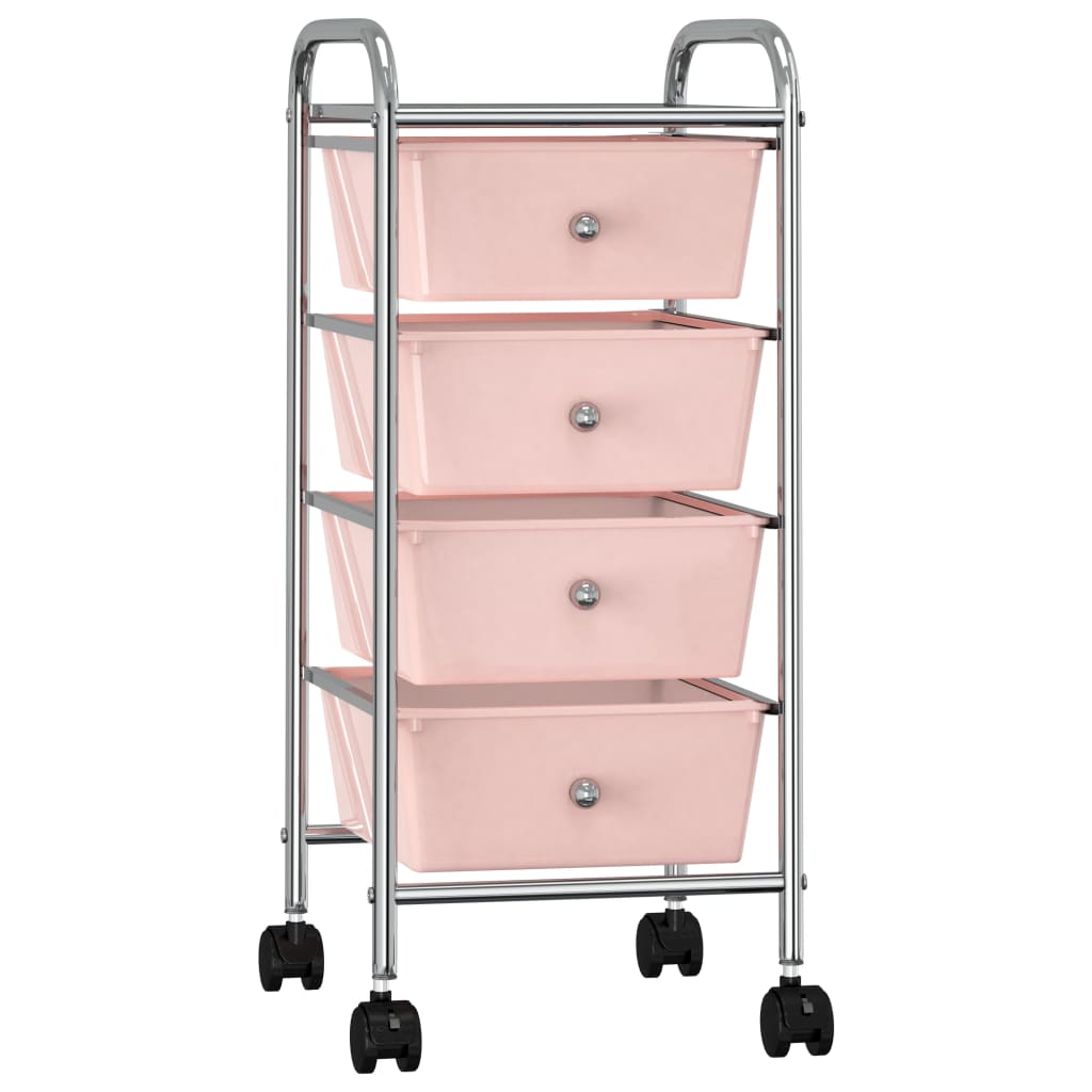 Vidaxl Storage Trolley con 4 cajones de plástico móvil rosa