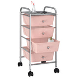 Vidaxl Storage Trolley con 4 cajones de plástico móvil rosa