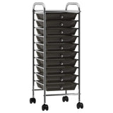 Vidaxl Storage trolley with 10 drawers mobile plastic black