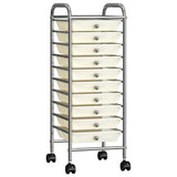 Vidaxl Storage trolley with 10 drawers mobile plastic white