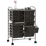 Vidaxl Storage Trolley med 15 skuffer Mobile XXL Plastic Black