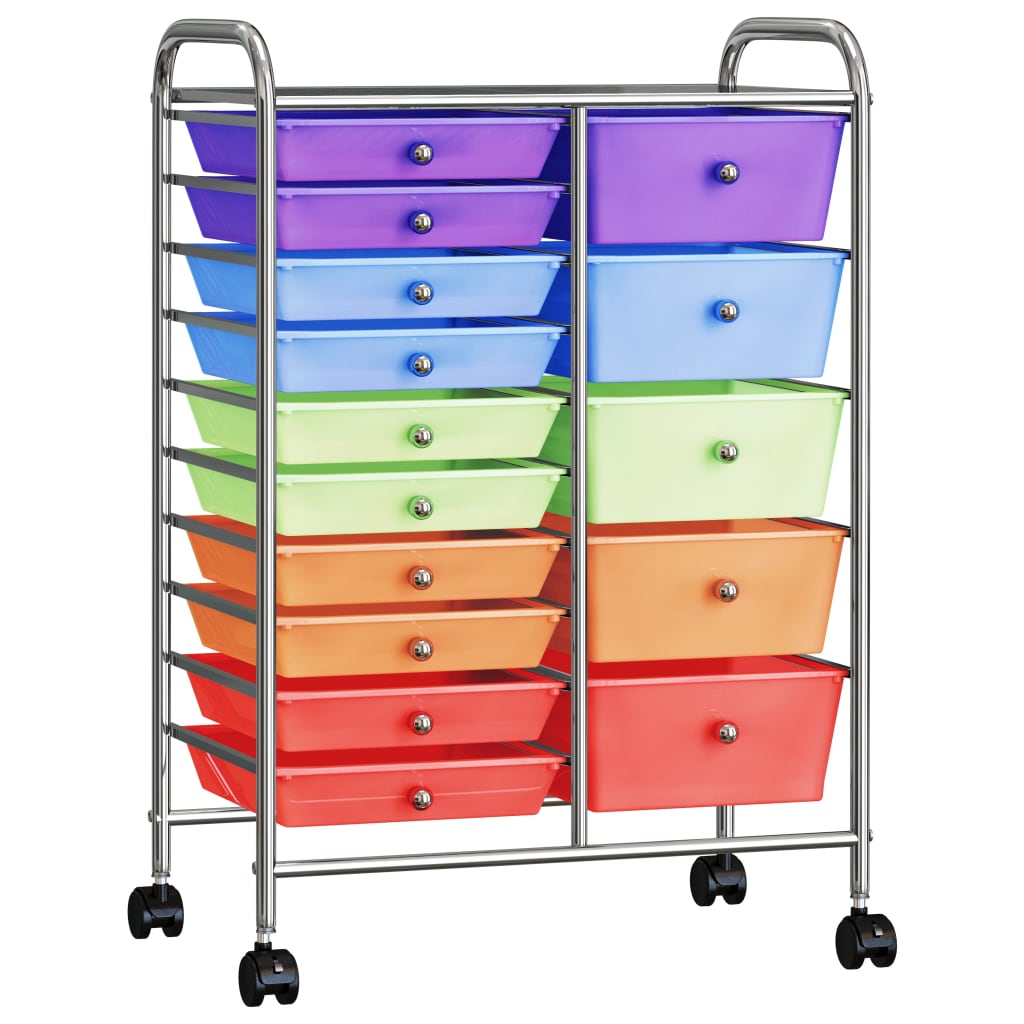 Chariot de stockage vidaxl avec 15 tiroirs mobile xxl plastique multi-colorant