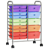 Vidaxl Storage Trolley con 15 cajones móvil XXL Plastic Multi -Colored