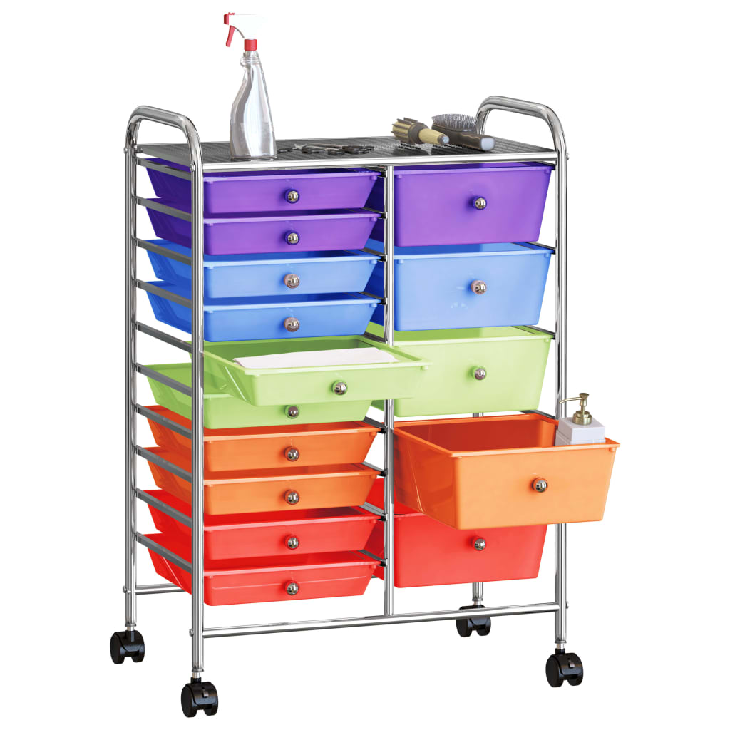 Vidaxl Storage Trolley con 15 cassetti mobile xxl in plastica multilorata