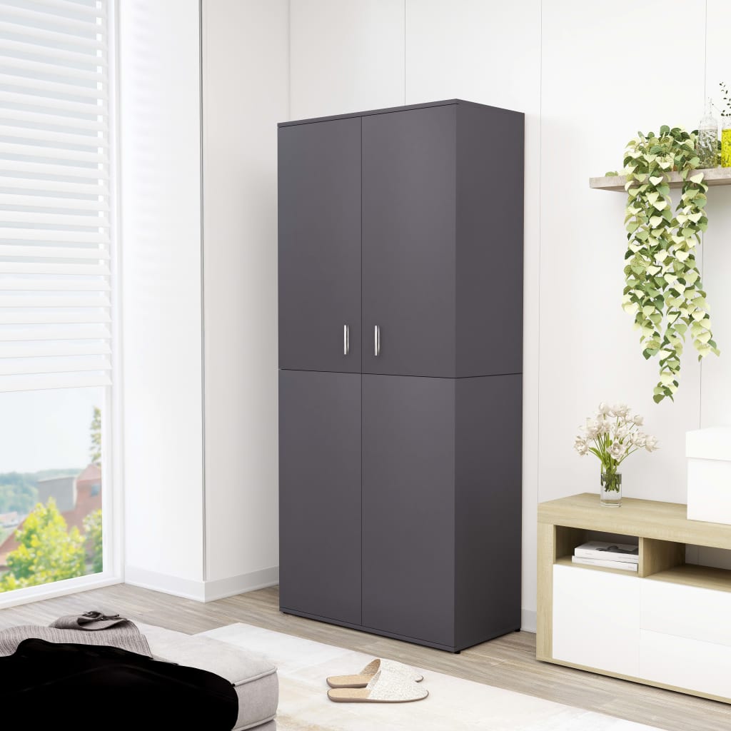 Vidaxl Cabinet da scarpe 80x39x178 cm grigio in legno elaborato