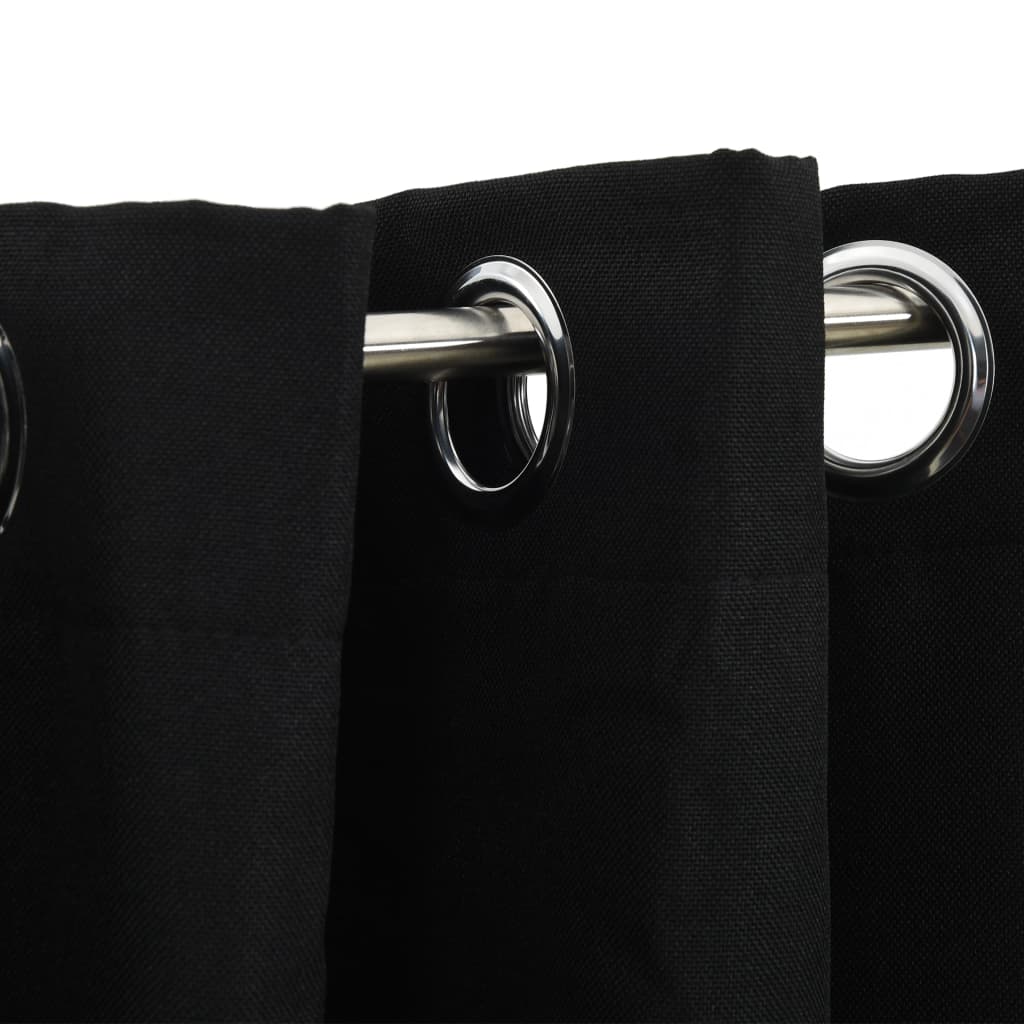 Vidaxl Curtain Linen Look Damning With Eyes 290x245 Cm Black