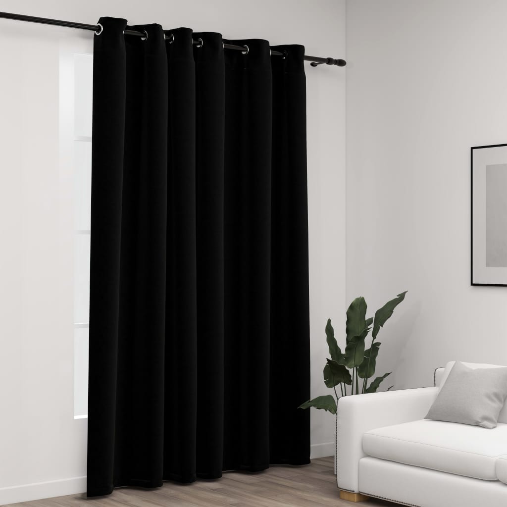 Vidaxl rideau lin Look accablant avec les yeux 290x245 cm noir