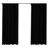 VidaXL Curtains Linen Look Damning hooks 2 st 140x175 cm Black