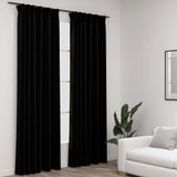 Tende vidaxl lino look ganci blackout 2 st 140x245 cm nero