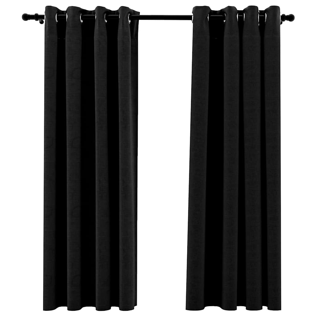 Vidaxl gardiner Linned Look Blackout 2 PCS 140x175 cm Anthracite