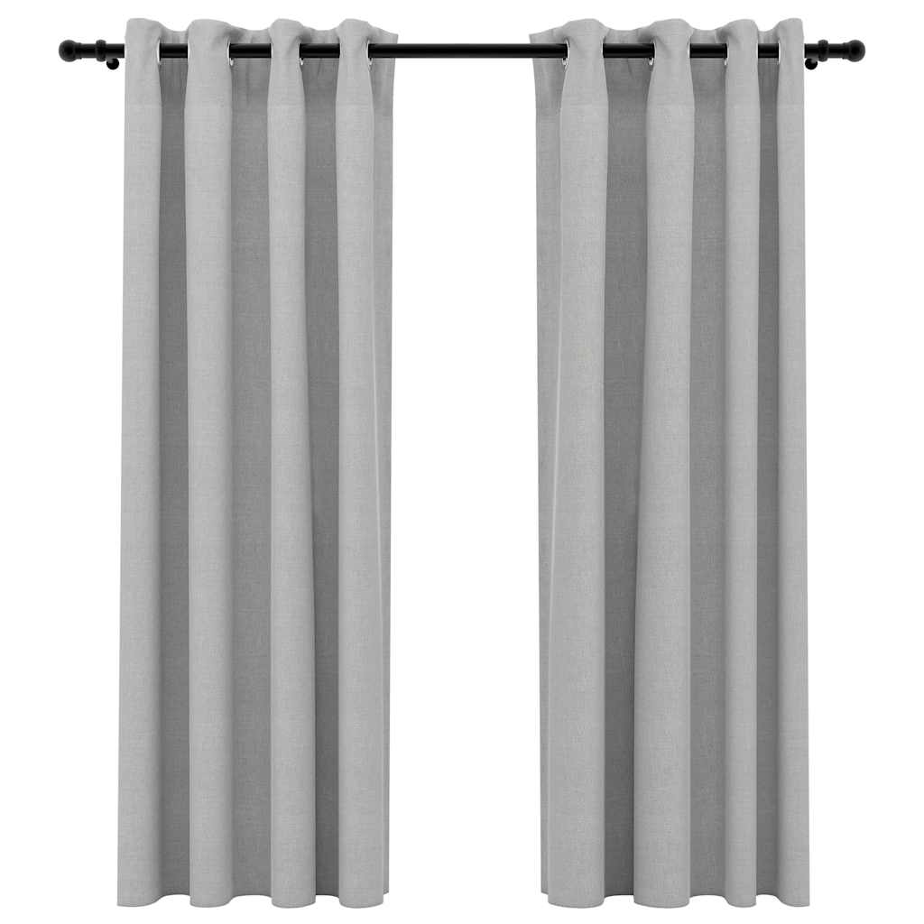 Tende vidaxl lino look occhi dannosi 2 st 140x175 cm grigio