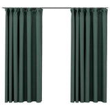 Tende vidaxl lino look ganci blackout 2 st 140x175 cm verde