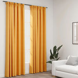 Cortinas Vidaxl Lino Look Belegios Ganchos 2 ST 140X225 CM Amarillo