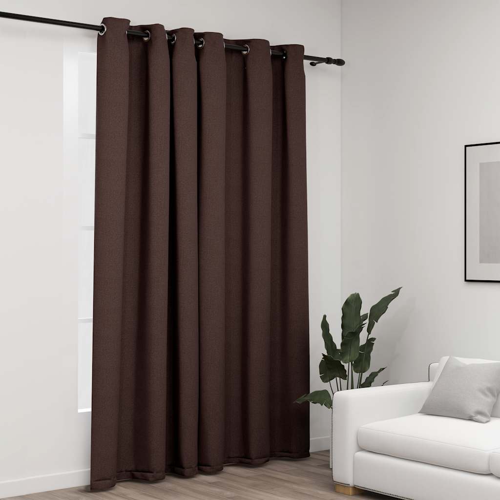 Vidaxl rideau lin semble accablant avec les yeux 290x245 cm taupe