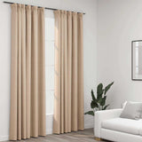 Tende vidaxl lino look ganci dannosi 2 st 140x245 cm beige