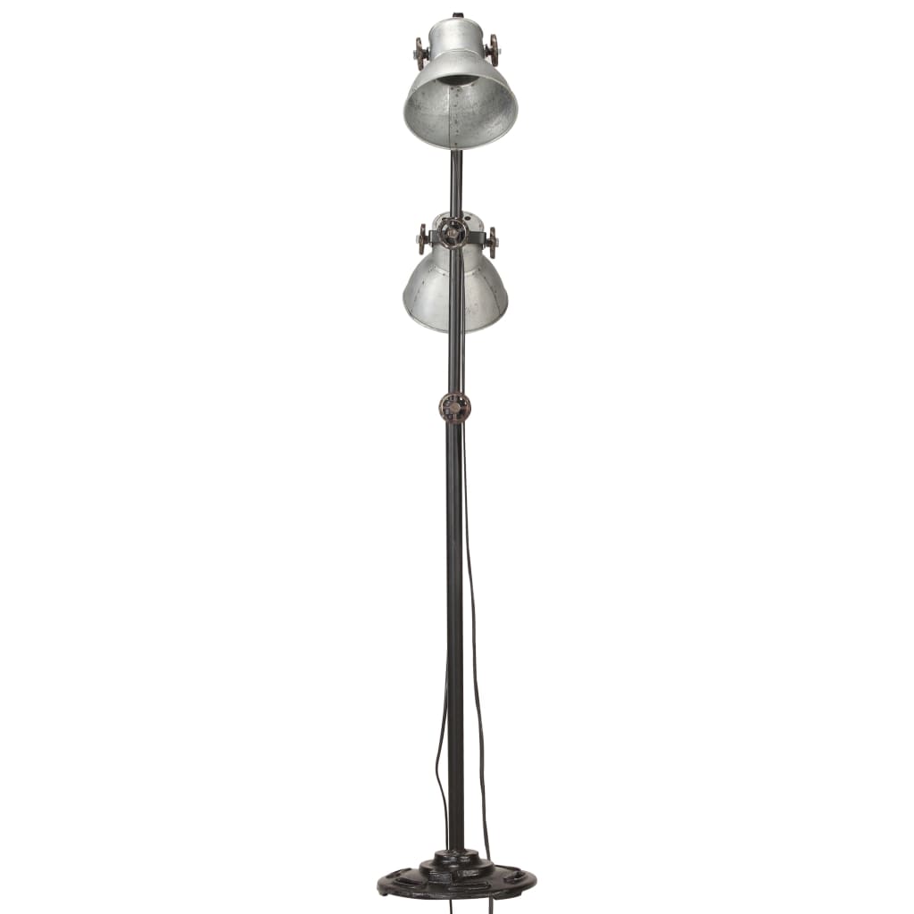 Lampa podłogowa vidaxl z 2 abażurami E27 Cast Iron Srebrny kolor