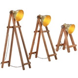 Vidaxl Floor lamps 3 ST E27 Solid mangowood brass colored