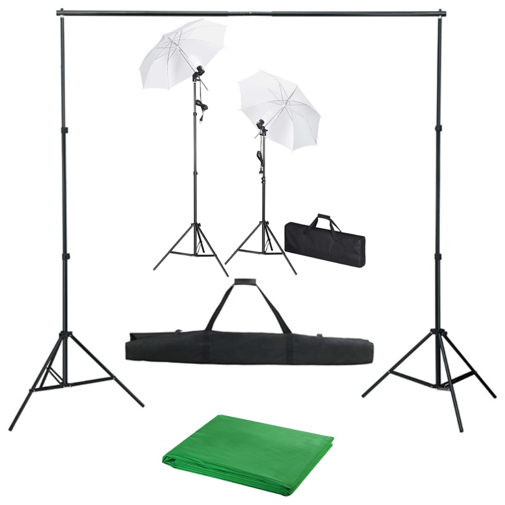 Vidaxl Photo Studio Set med baggrund, lamper og paraplyer