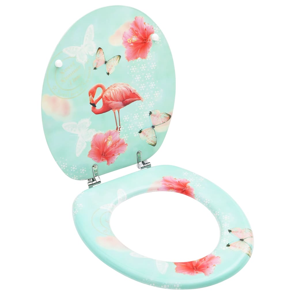 Vidaxl toilet seat with lid Flamingo MDF