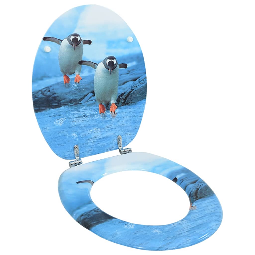 Vidaxl Toilette Sëtz mam Lid Penguin MDF