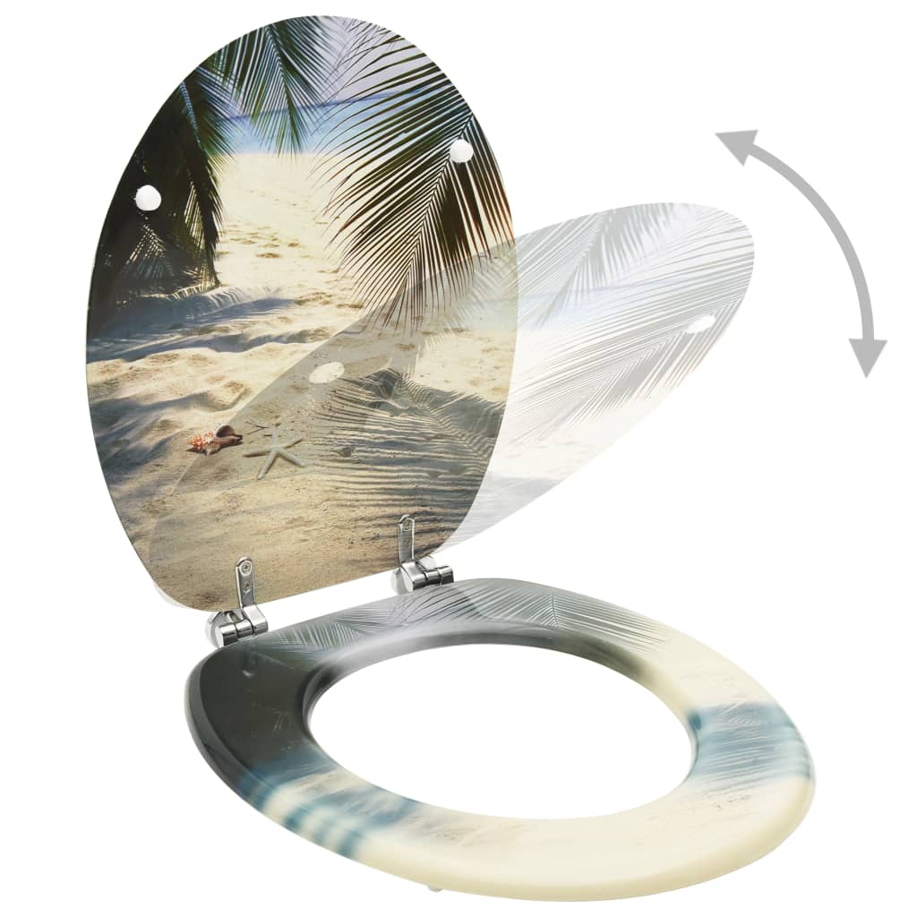 Vidaxl toilet seat with lid beach MDF