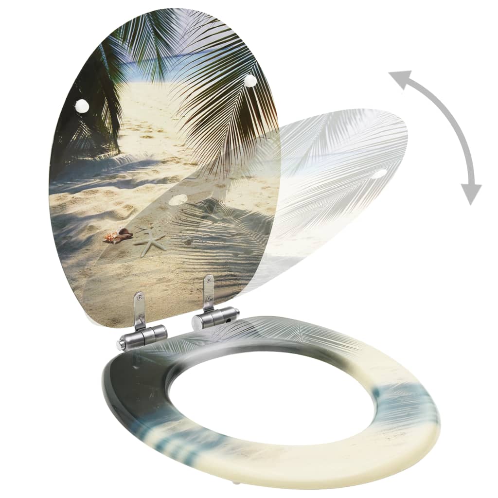 Vidaxl toilet seat with soft-close lid beach MDF