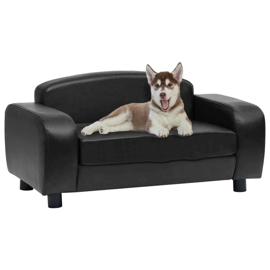 Vidaxl Dog Bank 80x50x40 cm de cuero artificial negro