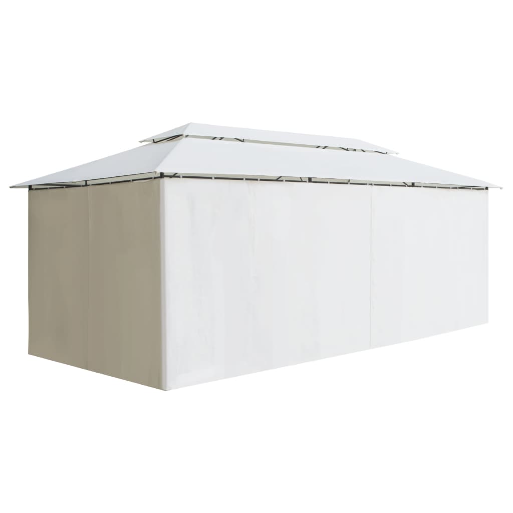 Vidaxl Arbor med gardiner 180 g m² 600x298x270 cm hvid